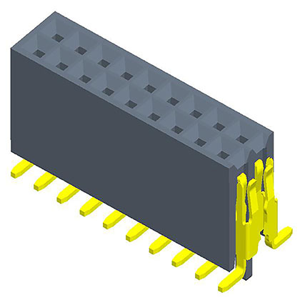 1.27mmFemale Header  Dual Row H=3.4/4.4 SMT(with large/small outer post/cap）